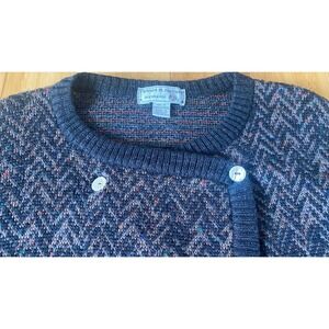 Tricots St Raphael 100% Virgin Wool  Cardigan Sweater SM Herringbone Pearl VTG